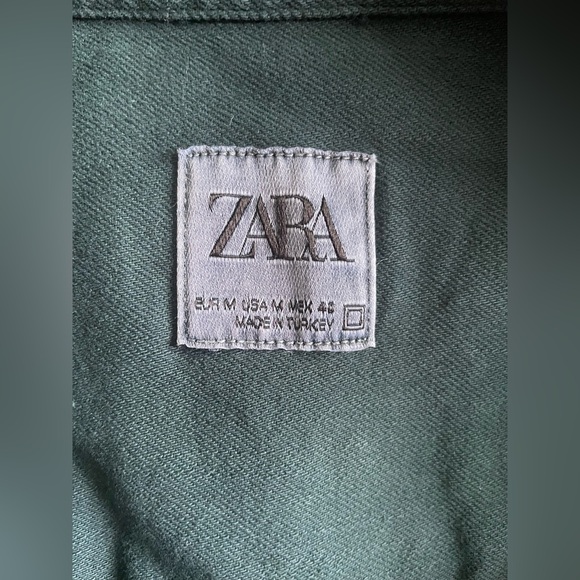 Zara Men Button Up Green Shirt Size Medium - Picture 6 of 9
